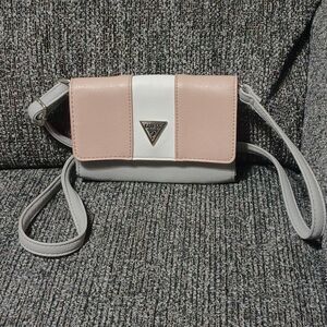 GUESS Pink, White, Gray Mini-Crossbody